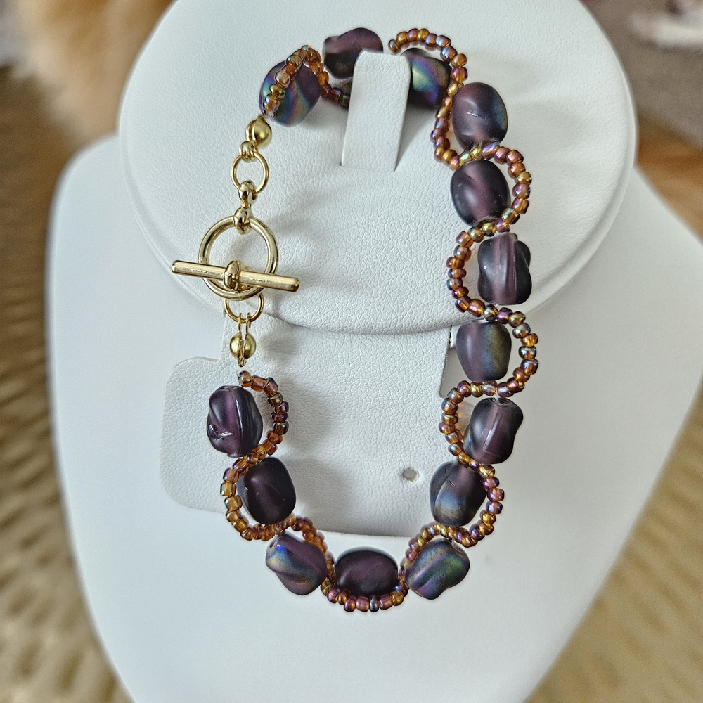 Purple twist Beaded Bracelet
